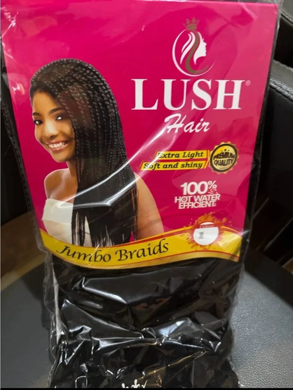 Lush Jumbo Braids Synthetic Braiding Hair, 330g, 100” Long - Black